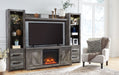 Wynnlow - Gray - Entertainment Center - TV Stand With Glass/Stone Fireplace Insert Capital Discount Furniture Home Furniture, Furniture Store