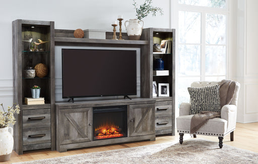 Wynnlow - Gray - Entertainment Center - TV Stand With Glass/Stone Fireplace Insert Capital Discount Furniture Home Furniture, Furniture Store