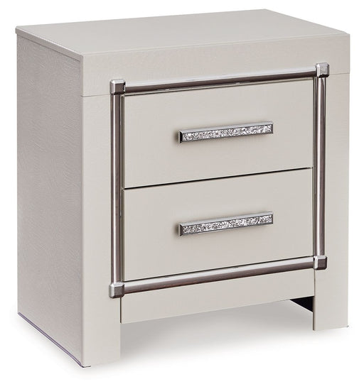 Zyniden - Silver - Two Drawer Night Stand Capital Discount Furniture Home Furniture, Furniture Store