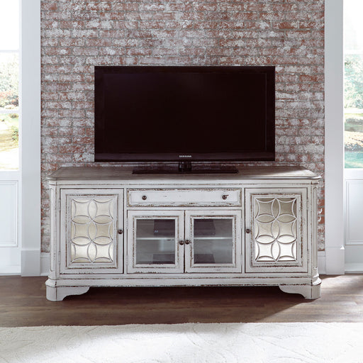 Magnolia Manor - Entertainment TV Stand - White - Glass Doors Capital Discount Furniture Home Furniture, Furniture Store