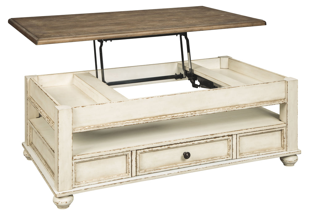 Realyn - White / Brown - Lift Top Cocktail Table Capital Discount Furniture Home Furniture, Furniture Store