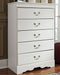 Anarasia - White - Five Drawer Chest Capital Discount Furniture Home Furniture, Furniture Store