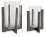 Garekton - Clear / Pewter Finish - Candle Holder Set (Set of 2) Capital Discount Furniture Home Furniture, Furniture Store