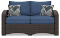 Windglow - Blue / Brown - Loveseat With Cushion Capital Discount Furniture Home Furniture, Furniture Store