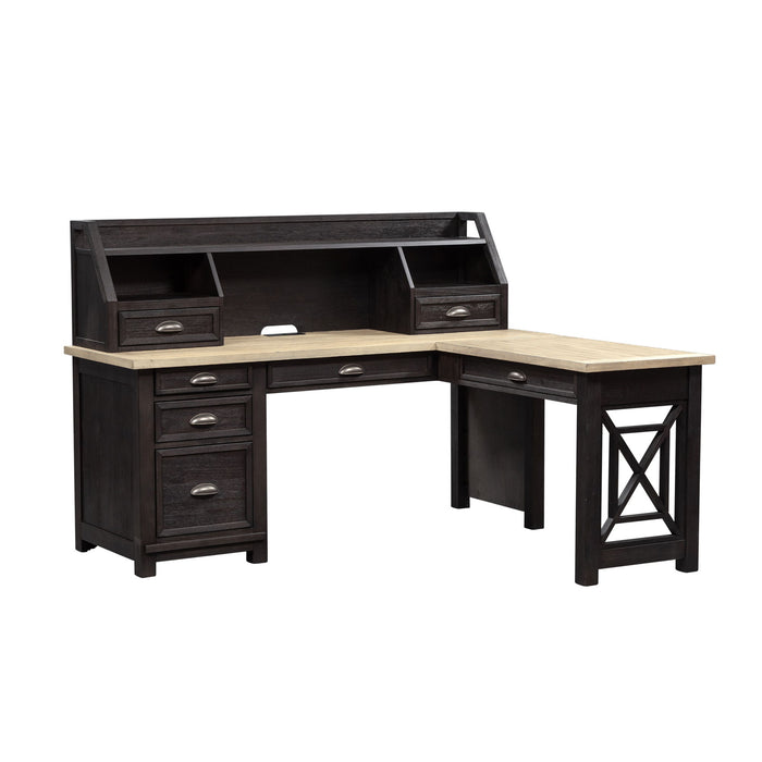 Heatherbrook - L Shaped Desk - Black Capital Discount Furniture Home Furniture, Furniture Store
