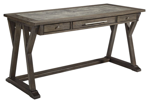 Luxenford - Grayish Brown - Home Office Large Leg Desk Capital Discount Furniture Home Furniture, Furniture Store