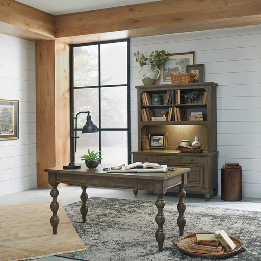 Americana Farmhouse - 3 Piece Home Office Set (Desk & Hutch) - Light Brown Capital Discount Furniture Home Furniture, Furniture Store