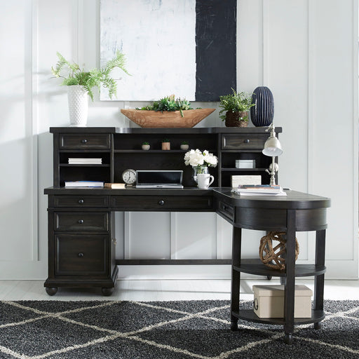 Harvest Home - L Shaped Desk Set - With Hutch - Black Capital Discount Furniture Home Furniture, Furniture Store