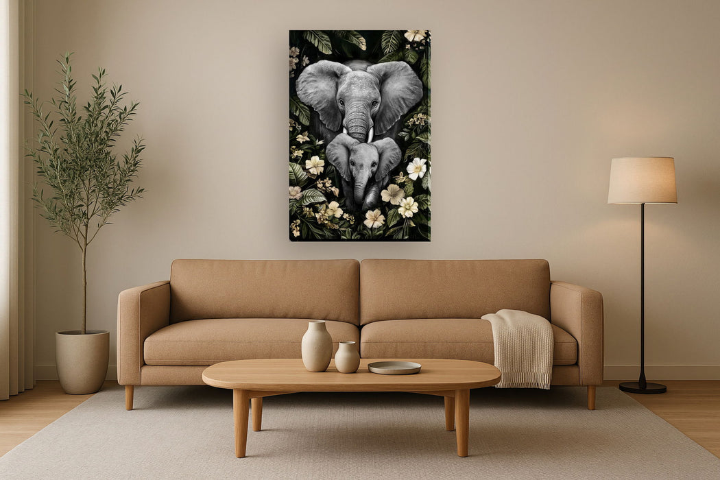 Gentle Giants Haven - 32" x 48" Framed Wall Art - Dark Gray