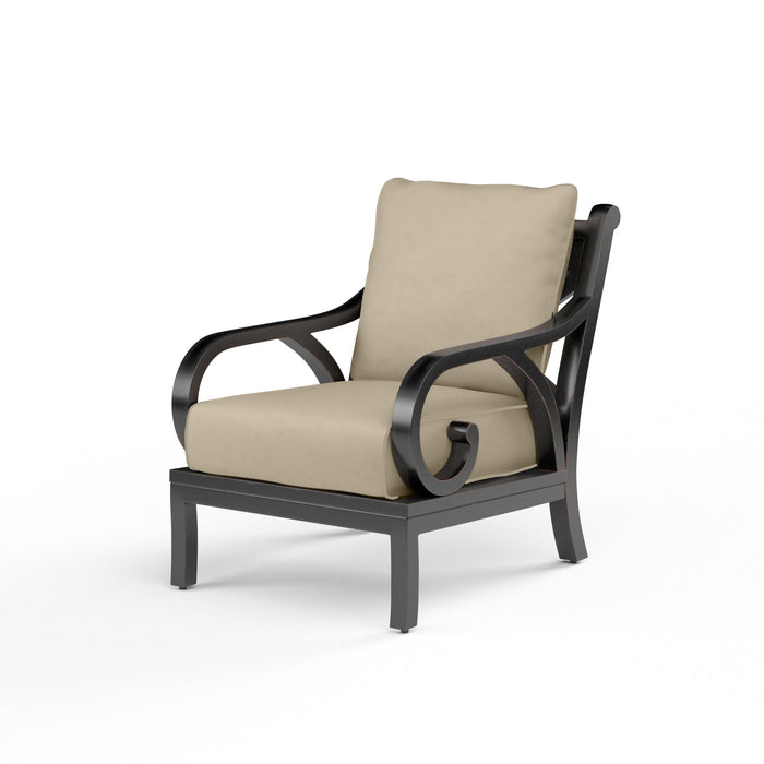 Monterey - Club Chair, With Self Welt - Linen Stone / Black