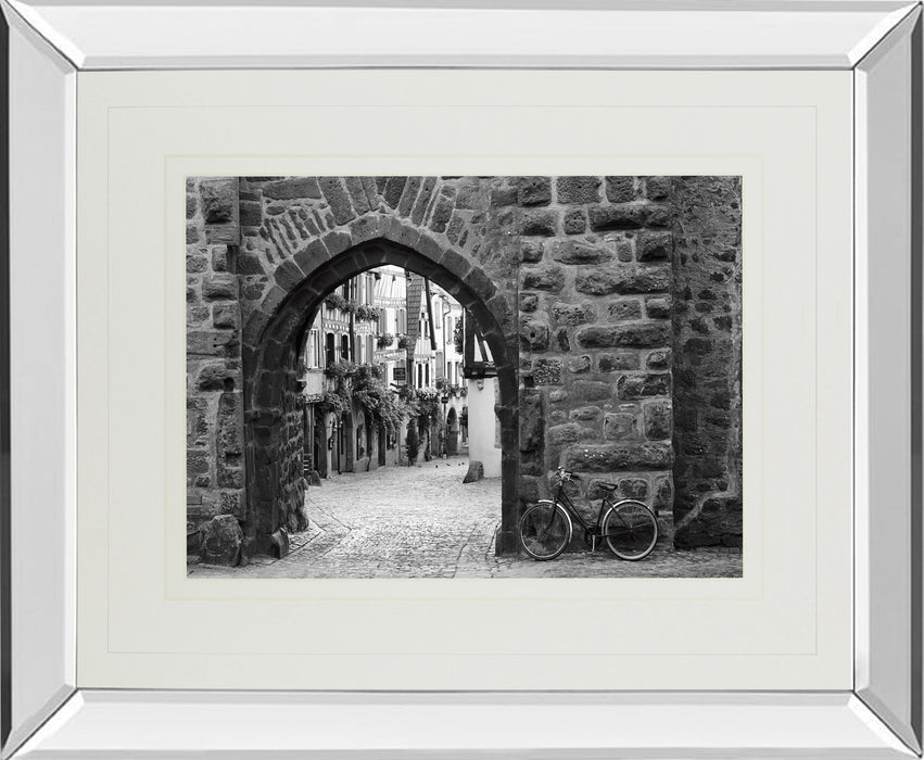 Bicycle Of Riquewihr By Monte Nagler - Mirror Framed Print Wall Art - Dark Gray