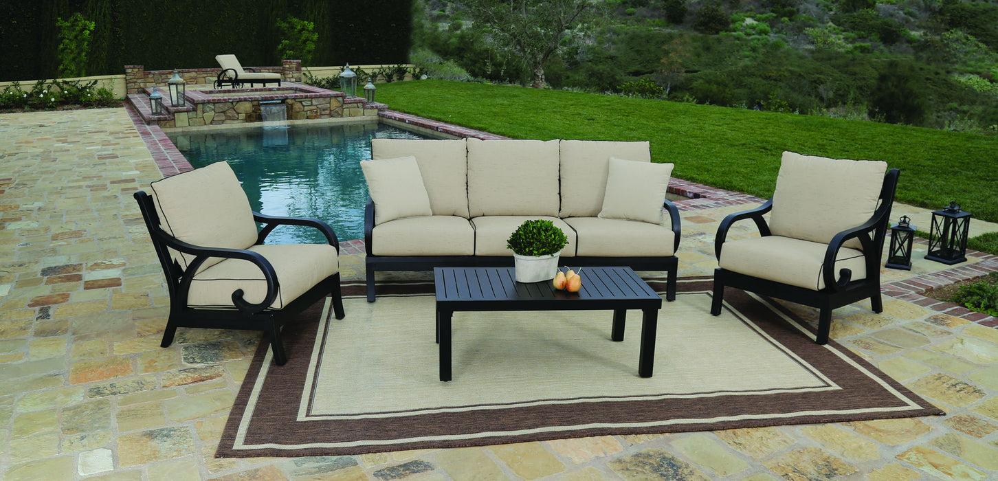 Monterey - Club Chair, With Self Welt - Linen Stone / Black