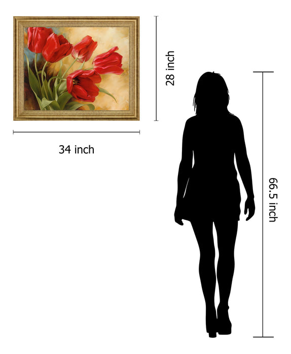 Scarlet Tulip Whirl - 28" x 34" Framed Wall Art - Red