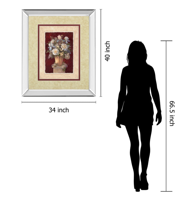Traditional Il By Vivian Flasch - Mirror Framed Print Wall Art - Beige