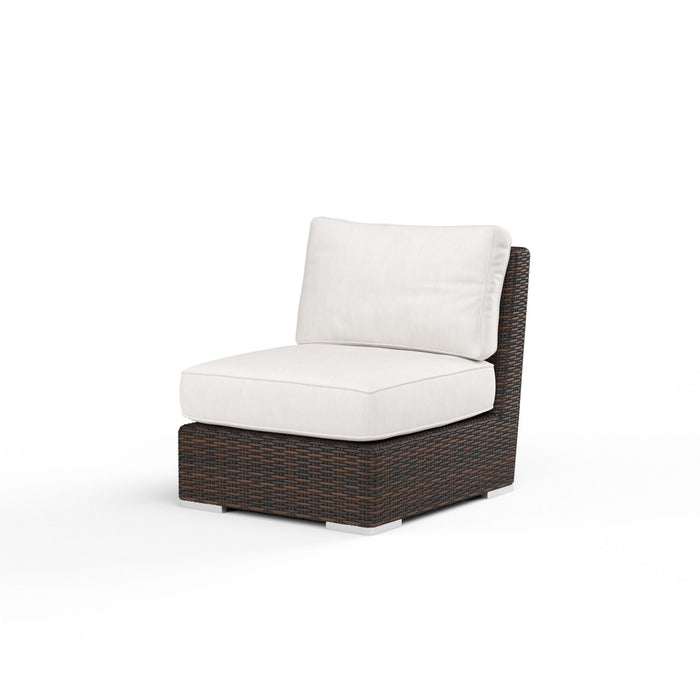 Montecito - Armless Club Chair, With Self Welt - Canvas Flax / Dark Brown