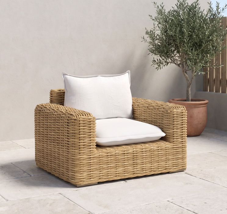 Playa - Club Chair With Flange Welt - Light Brown / White