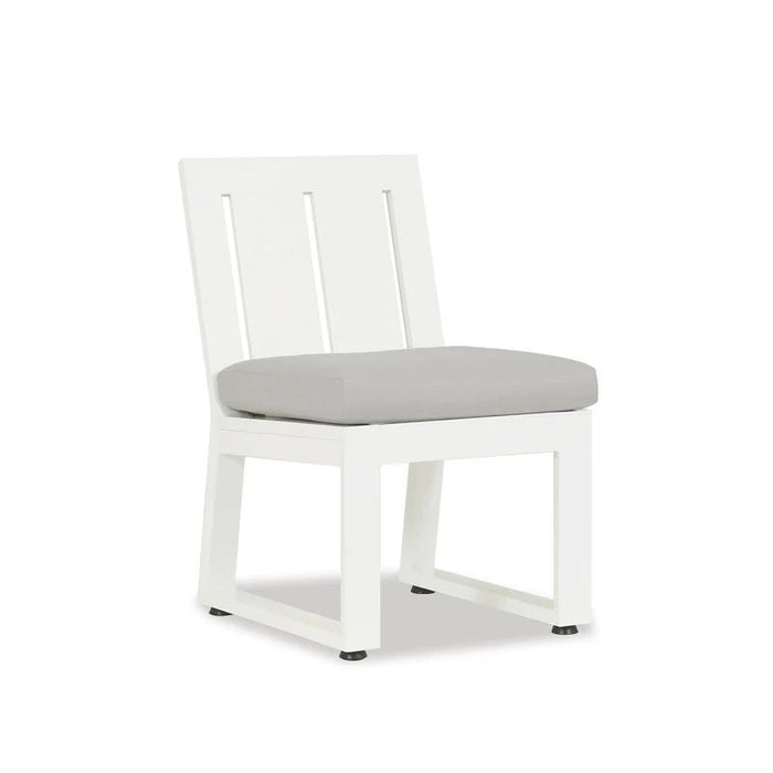 Newport - Armless Dining Chair, No Welt - Cast Silver / White