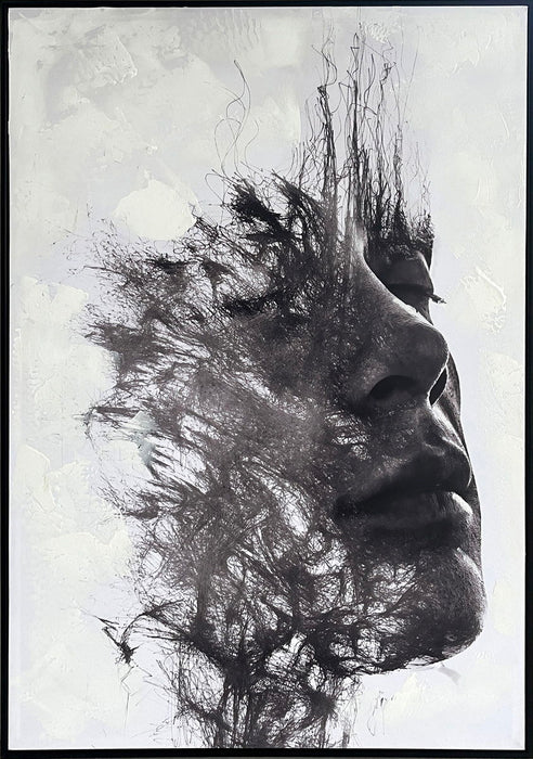 Veiled Reverie Hand-Embellished Canvas In Frame - Black / White