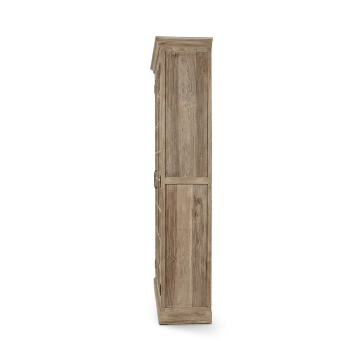 Clairmont - Wood 95" Glass Almirah - Light Brown