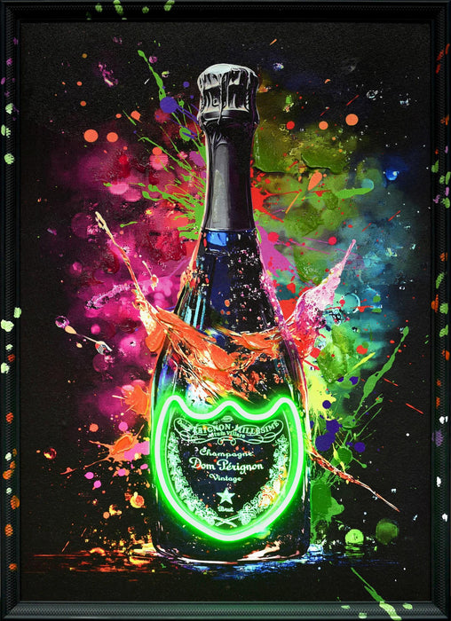Neon Fizz Splash - 21" x 29" Framed Wall Art - Black