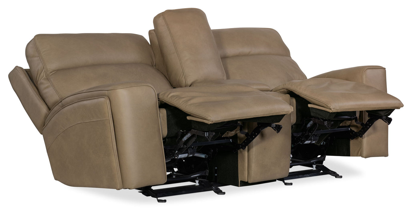 MS - Riverton Power Gliding Console Loveseat With Power Headrest And Lumbar