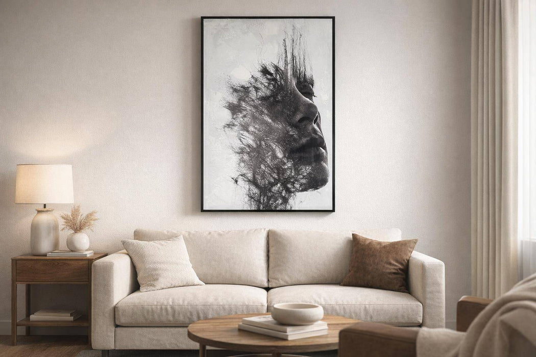 Veiled Reverie Hand-Embellished Canvas In Frame - Black / White