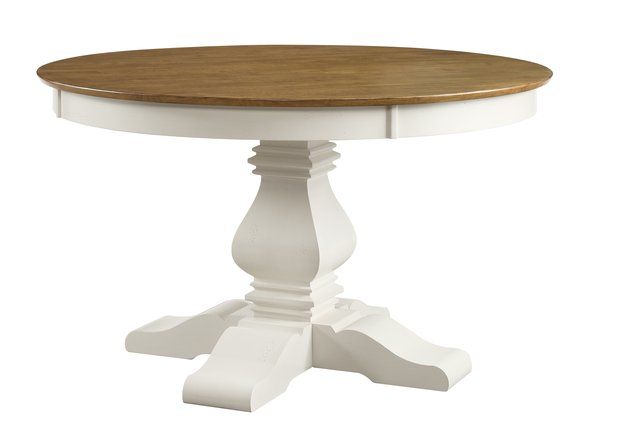 Vista Collection 52" Solid Round Table Top w/ Banks Pedestal Base in Hickory and