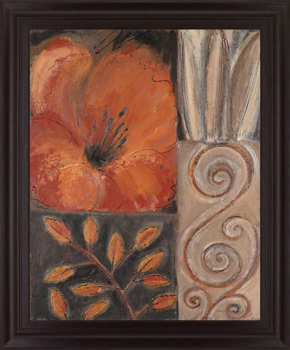 Spiraled Poppy - 28" x 34" Framed Wall Art - Orange