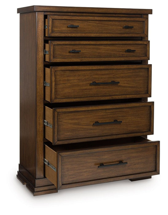 Taffenbrook - Five Drawer Chest - Medium Brown