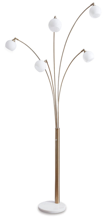 Taliya - Metal Arc Lamp  - Champagne / White