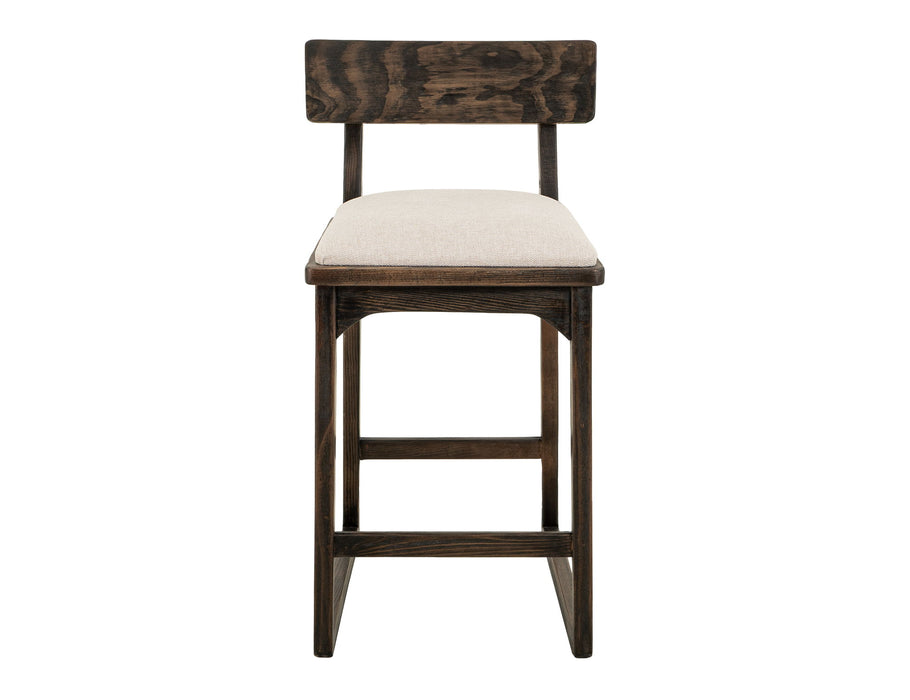 Balam - 24" Upholstered Barstool (Set of 2) - Dark Brown / Beige