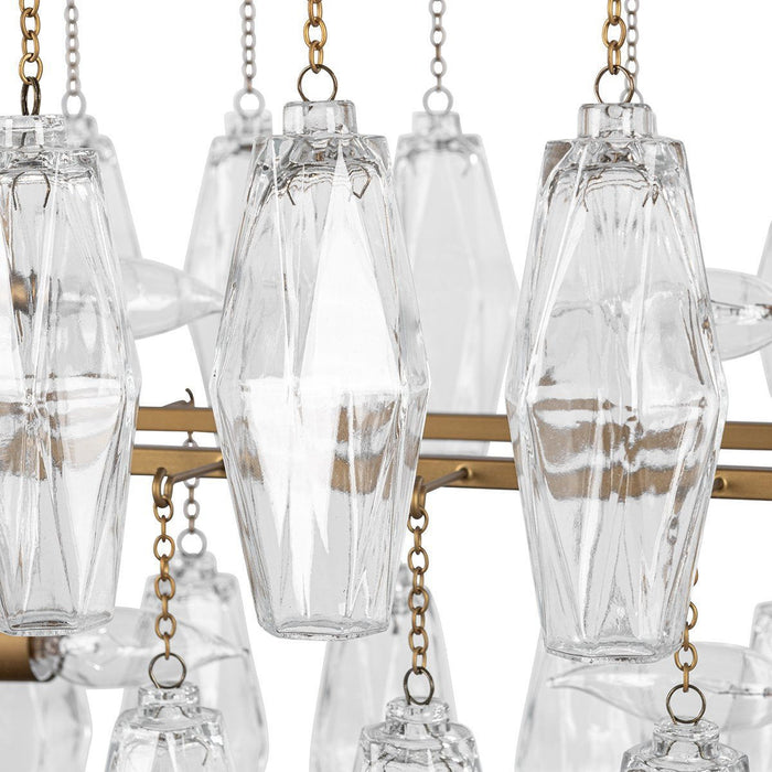 Tressia - Glass Round Chandelier - Brass
