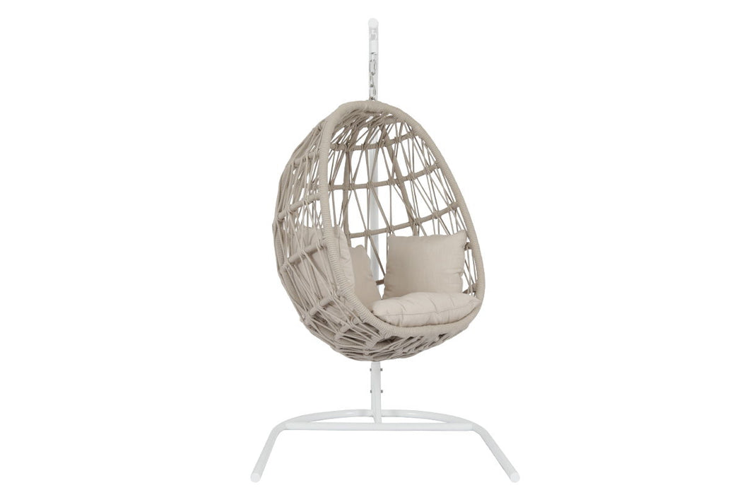 Dana - Rope Hanging Club Chair, With Self Welt - Linen Canvas