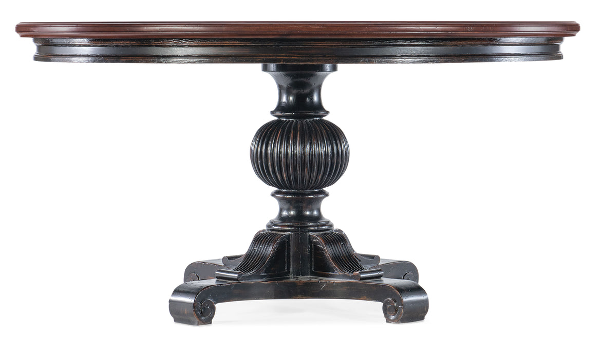 Charleston - Round Pedestal Dining Table With 1-20in leaf - Dark Brown