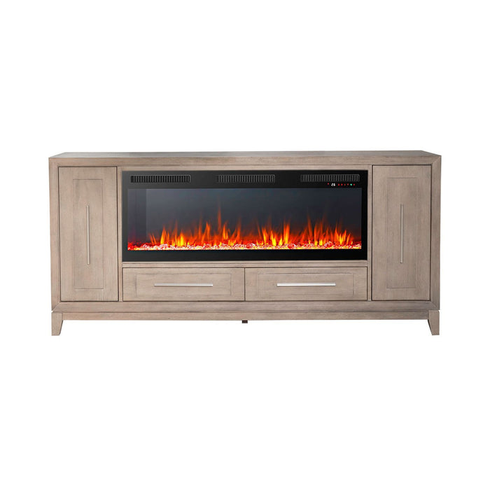 Fireplace TV Consoles - 80" Console With Fire FTS - Light Brown