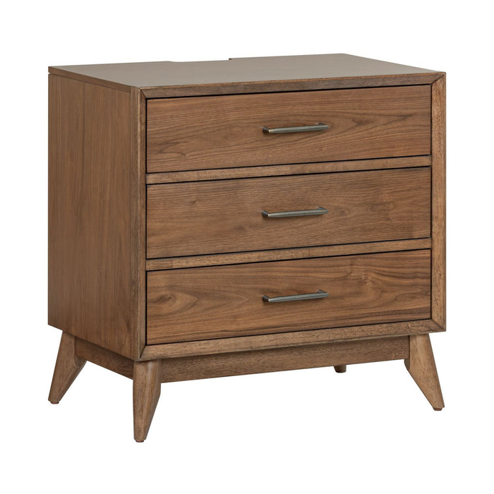 Century Modern - Nightstand With Charging Station - Light Brown