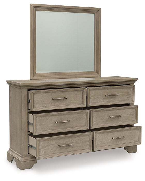 Vallardia - Dresser And Mirror - Light Grayish Brown