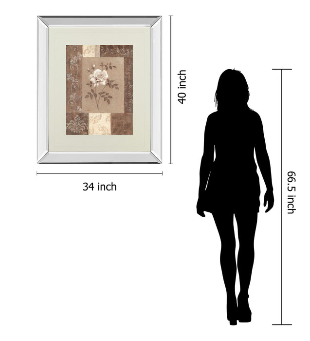 Single Rose By Vivian Flasch - Mirror Framed Print Wall Art - Light Brown
