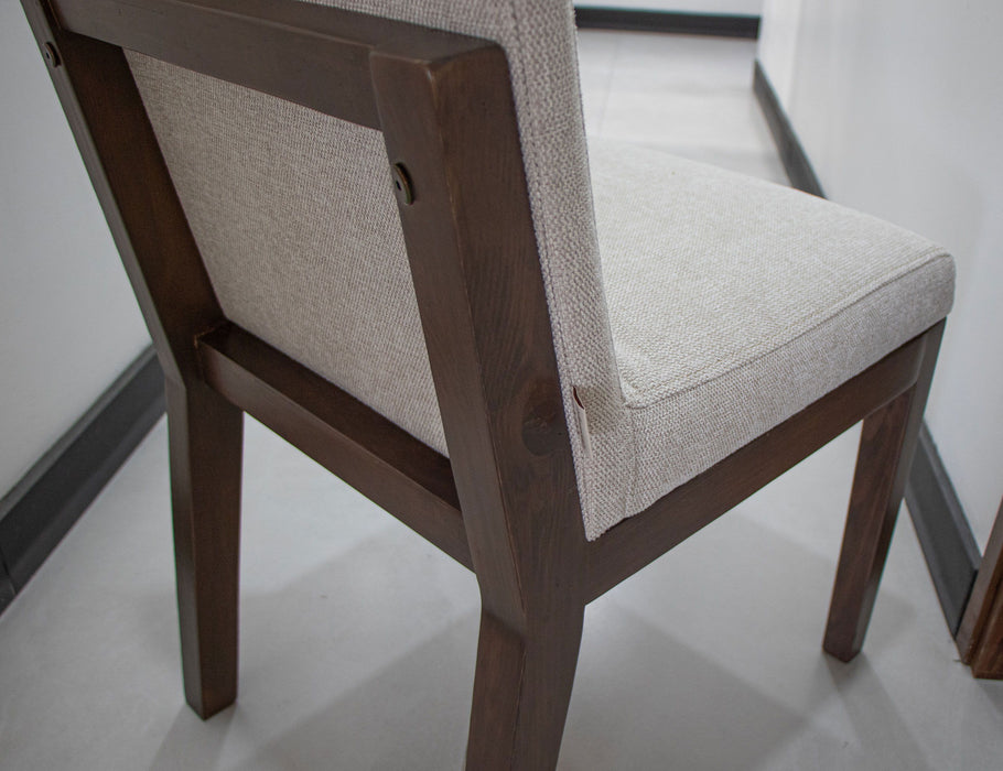 Natural Parota - Upholstered Chair  - Chocolate Brown & Pearl Silver