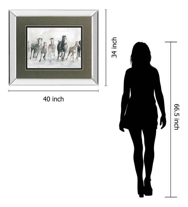 Running Wild By Carol Robinson - Mirror Framed Watercolor Print Wall Art - Dark Gray