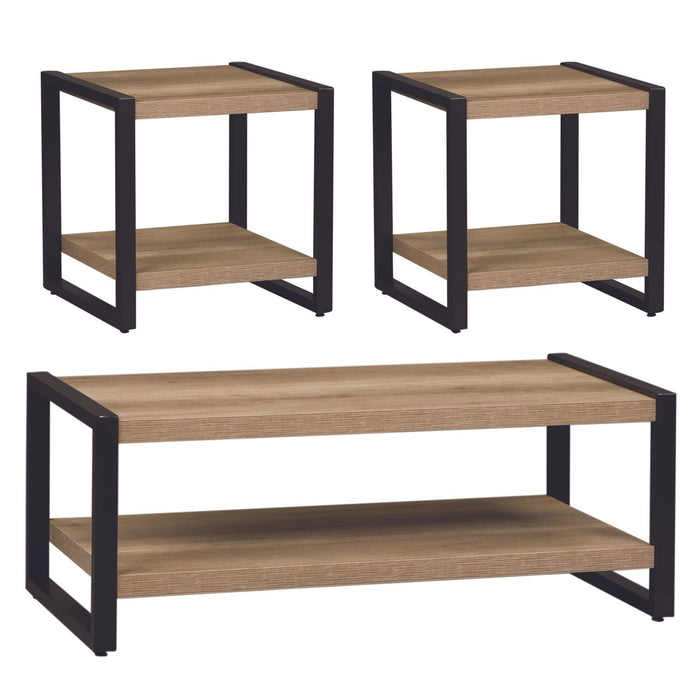 Sun Valley - 3 Piece Table Set With Faux Metal - Light Brown