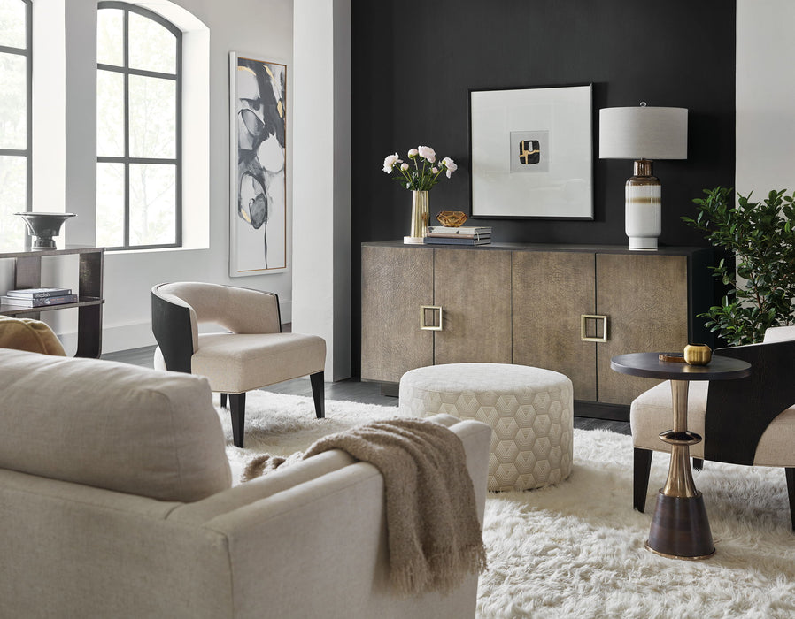 Melange - Asher Four Door Entertainment Credenza - Dark Brown / Dark Gray
