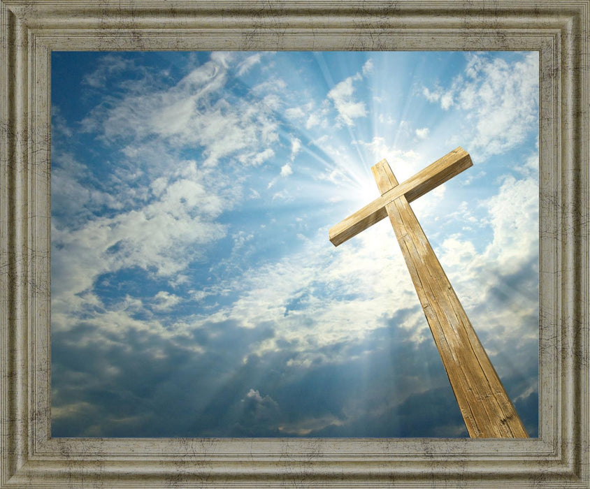 Sunlit Faith - 28" x 34" Framed Wall Art - Light Blue