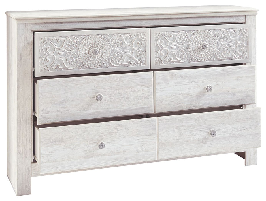 dresser ashley furniture Paxberry - Six Drawer Dresser - Medallion Drawer Pulls - Whitewash