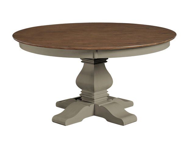 Vista Collection 60" Solid Round Table Top with Banks Pedestal Base in Hickory and