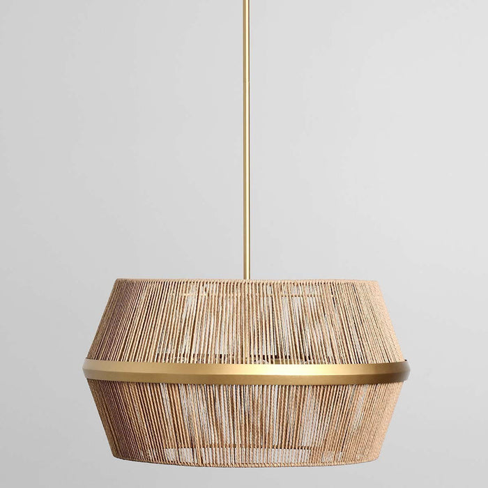 Wendy - Rattan Round Chandelier - Natural / Gold