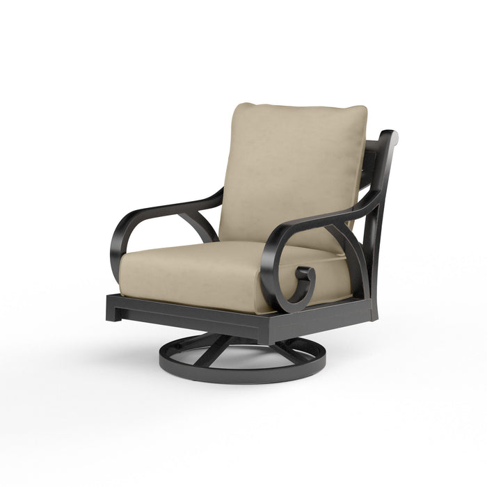 Monterey - Swivel Rocker, With Self Welt - Linen Stone / Black