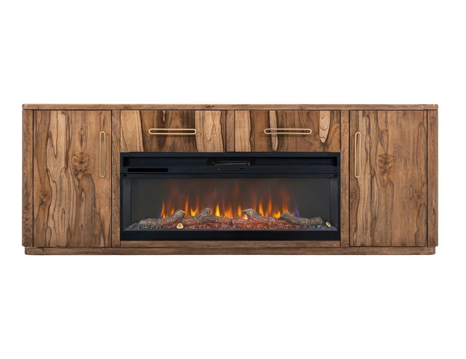 Balam - 80" Wall Unit With Electric Fireplace - Light Brown