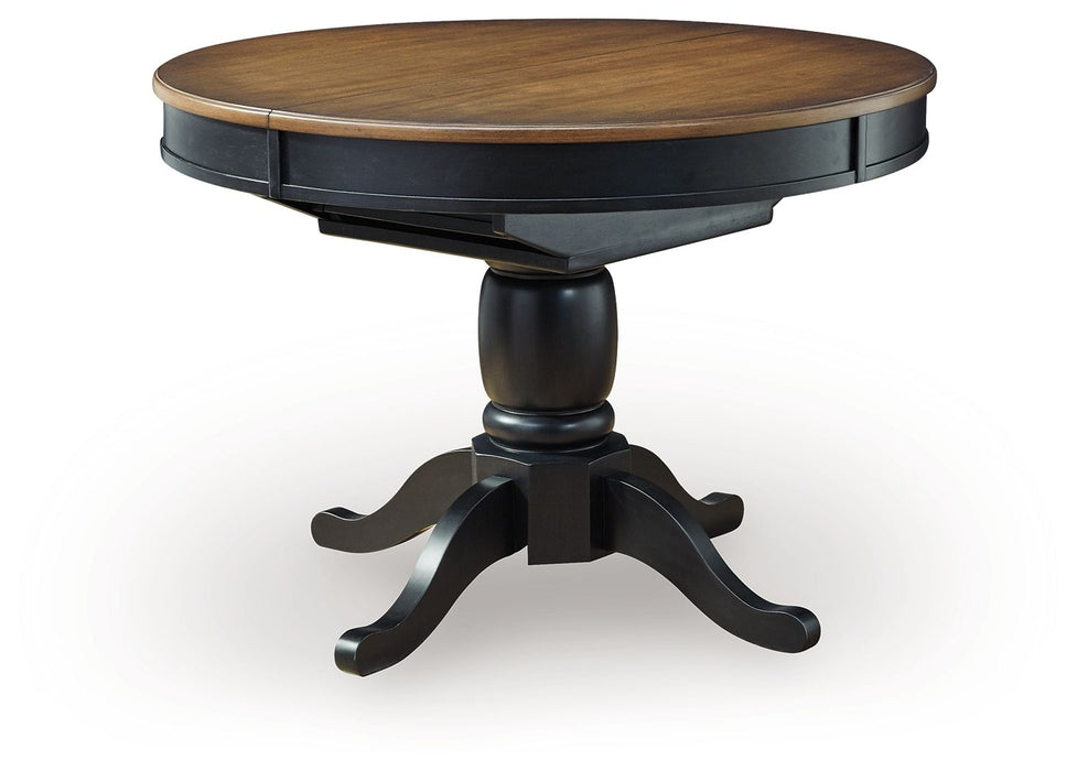 Clorazi - Oval Dining Room Butterfly Extension Table - Black / Brown