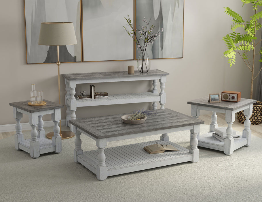 Stone - Chairside Table - Antiqued Ivory / Weathered Gray